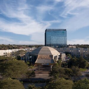 The exterior of the Radisson Blu Hotel Lusaka, Zambia.