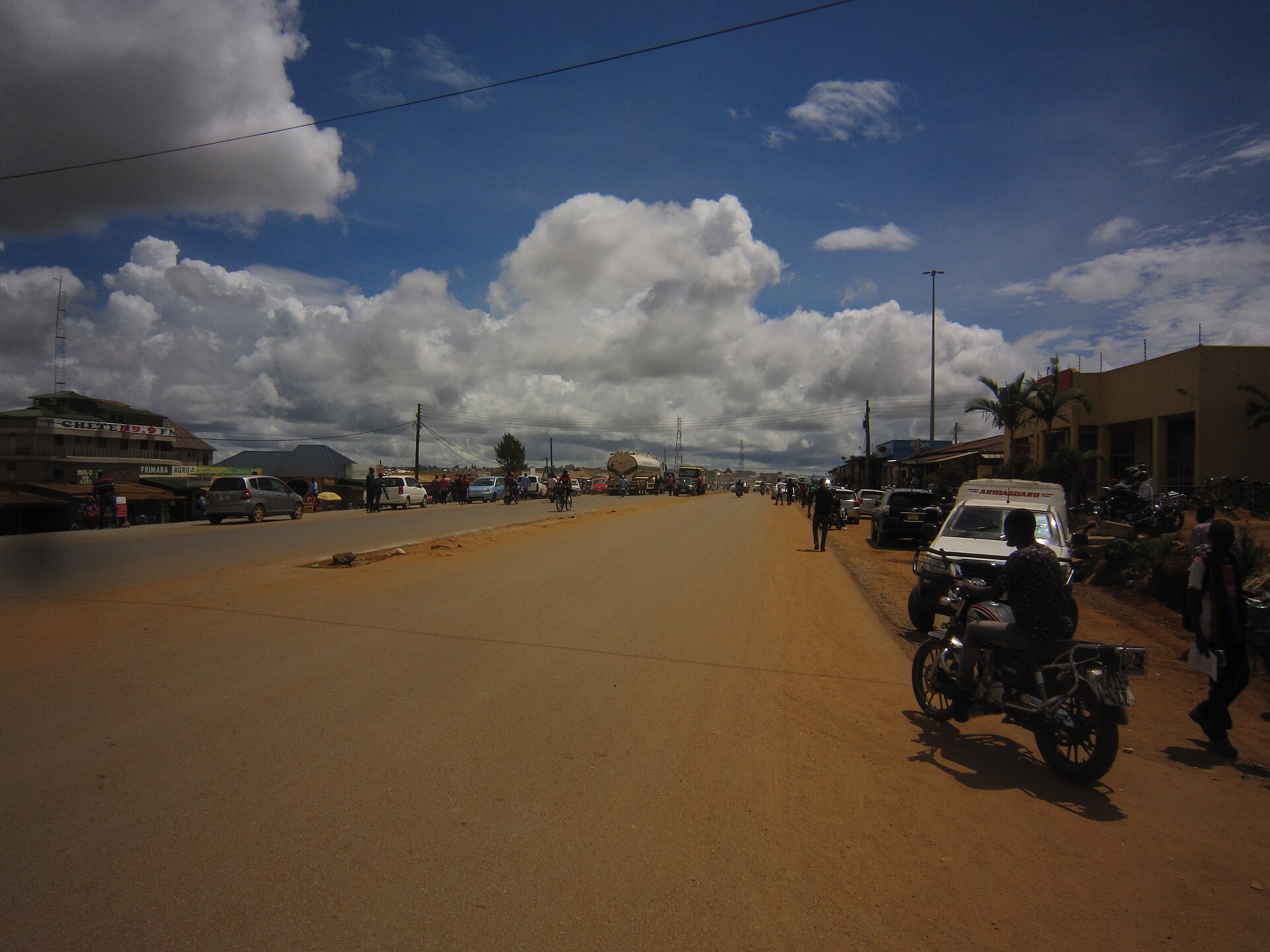 The main street in Nakonde, Muchinga Province, Zambia.