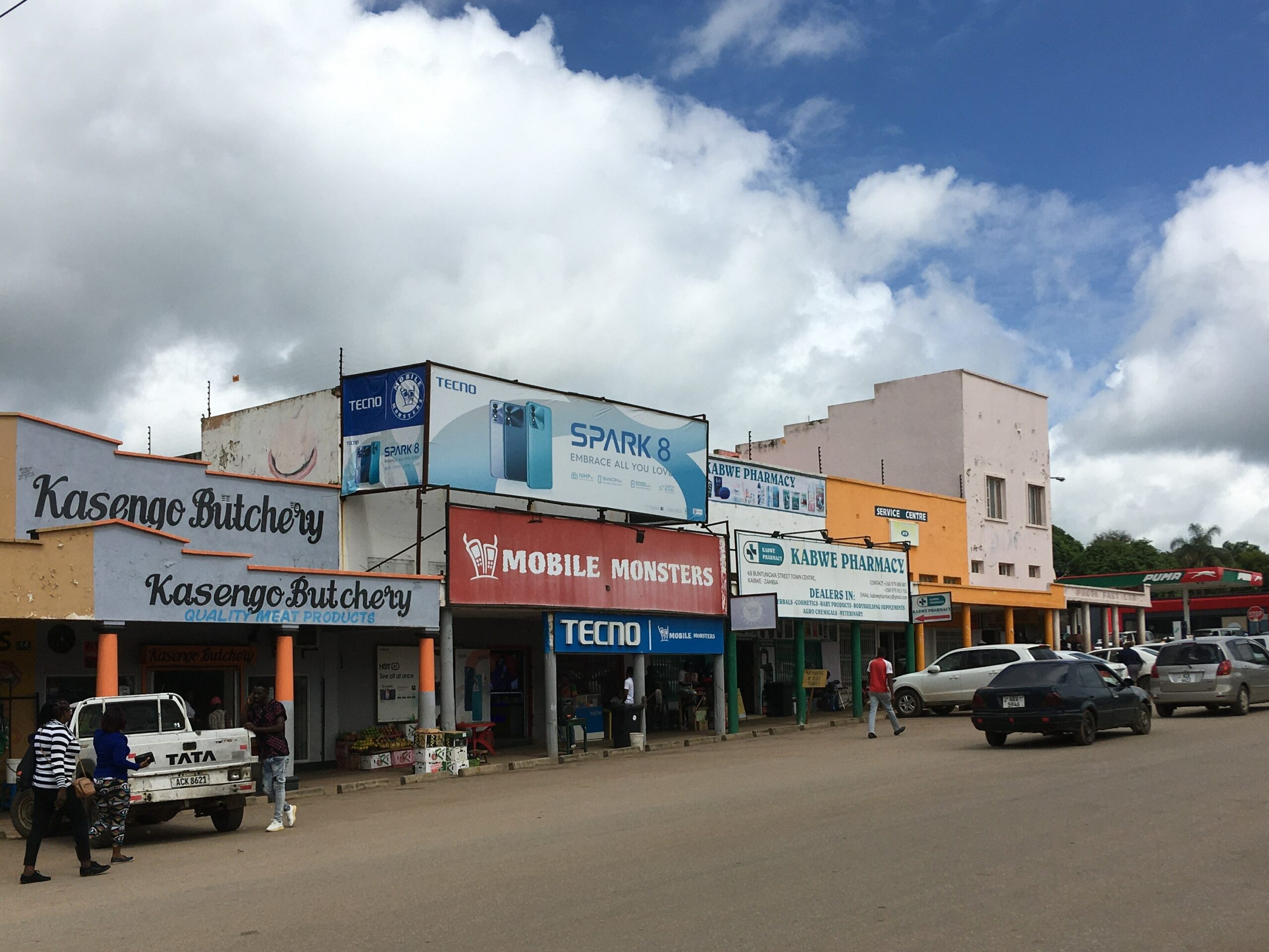 Buntungwa Street in central Kabwe, Zambia. Context photograph of the town around Sweethouse Lodge, not of the property itself.