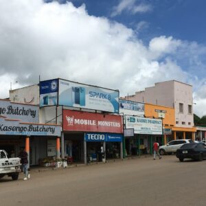 Buntungwa Street in central Kabwe, Zambia. Context photograph of the town around Kabwe MA22 Lodge, not of the property itself.