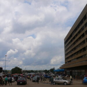 The Kitwe cityscape on the Copperbelt, Zambia. Context photograph of the city around Africanza Lodge and Restaurant, not of the property itself.