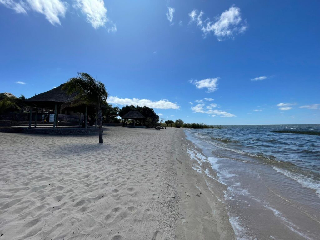 The sand beach at Samfya on Lake Bangweulu, Luapula Province, Zambia.