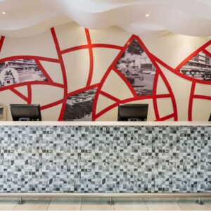 The reception area of the Protea Hotel by Marriott Lusaka Cairo Road, Zambia.