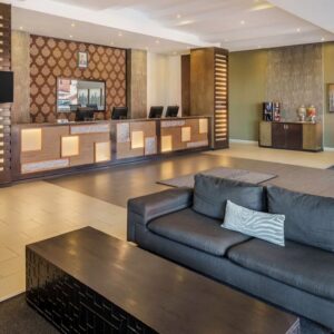 The lobby of the Protea Hotel by Marriott Lusaka Tower, Zambia.