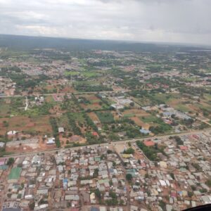 An aerial view over Lusaka, Zambia. Context photograph of the city around QT Sports Bar and Lodge, not of the property itself.