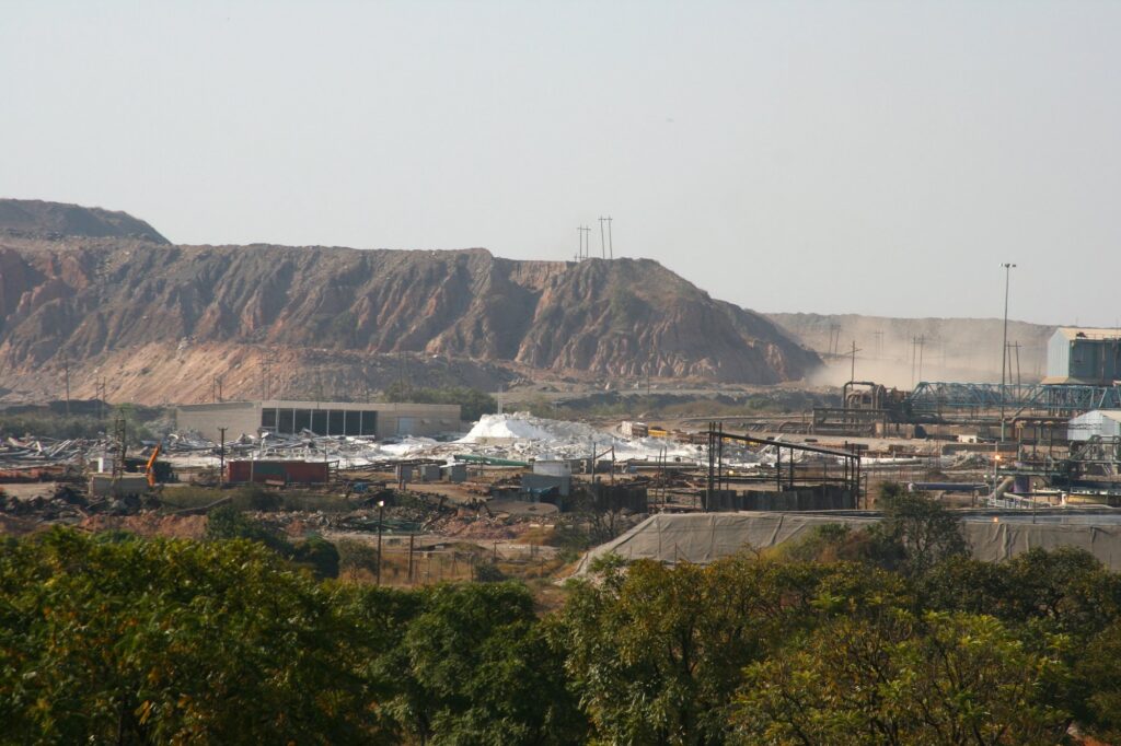 Terraced benches of the Nchanga open-pit copper mine near Chingola on the Zambian Copperbelt